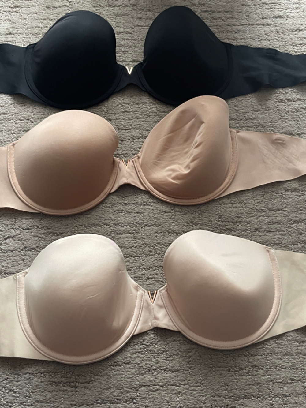 Victoria's Secret Strapless Bra Set - Black, Nude, Light Nude